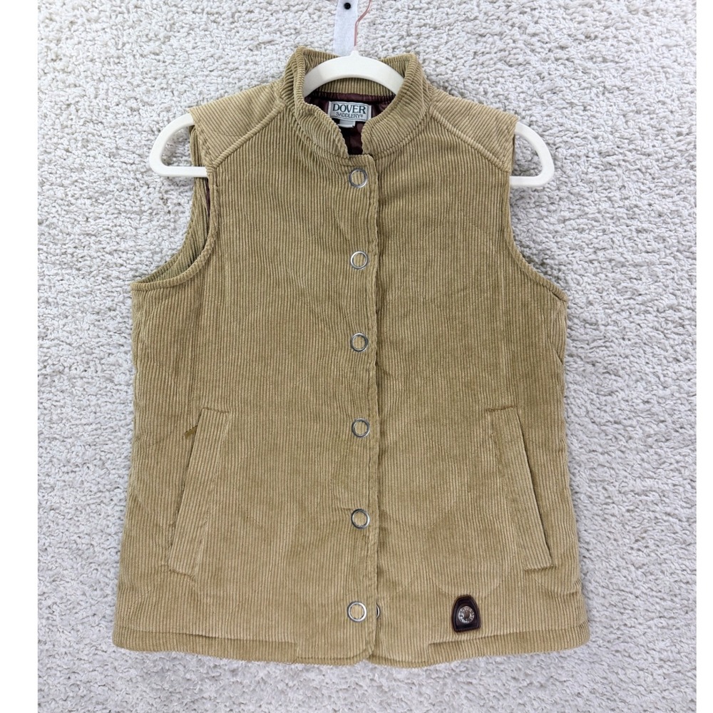 Womens Small Dover Saddlery Vest Tan Corduroy Primaloft Equestrian Boho Preppy